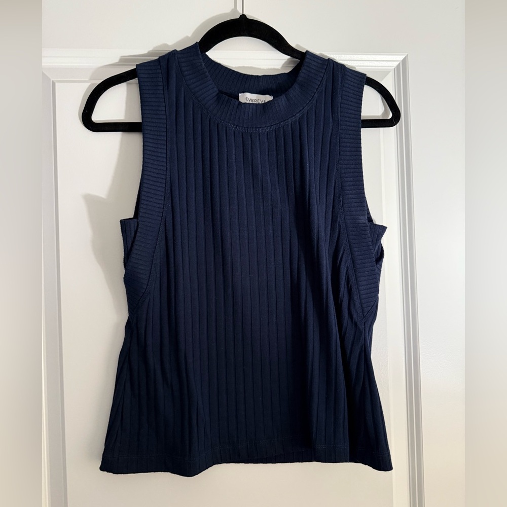 Evereve Dark Blue Ribbed Tank Top